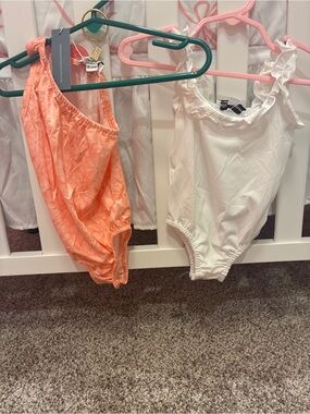 Kids One-Piece- White and Peach - Baileys Blossom